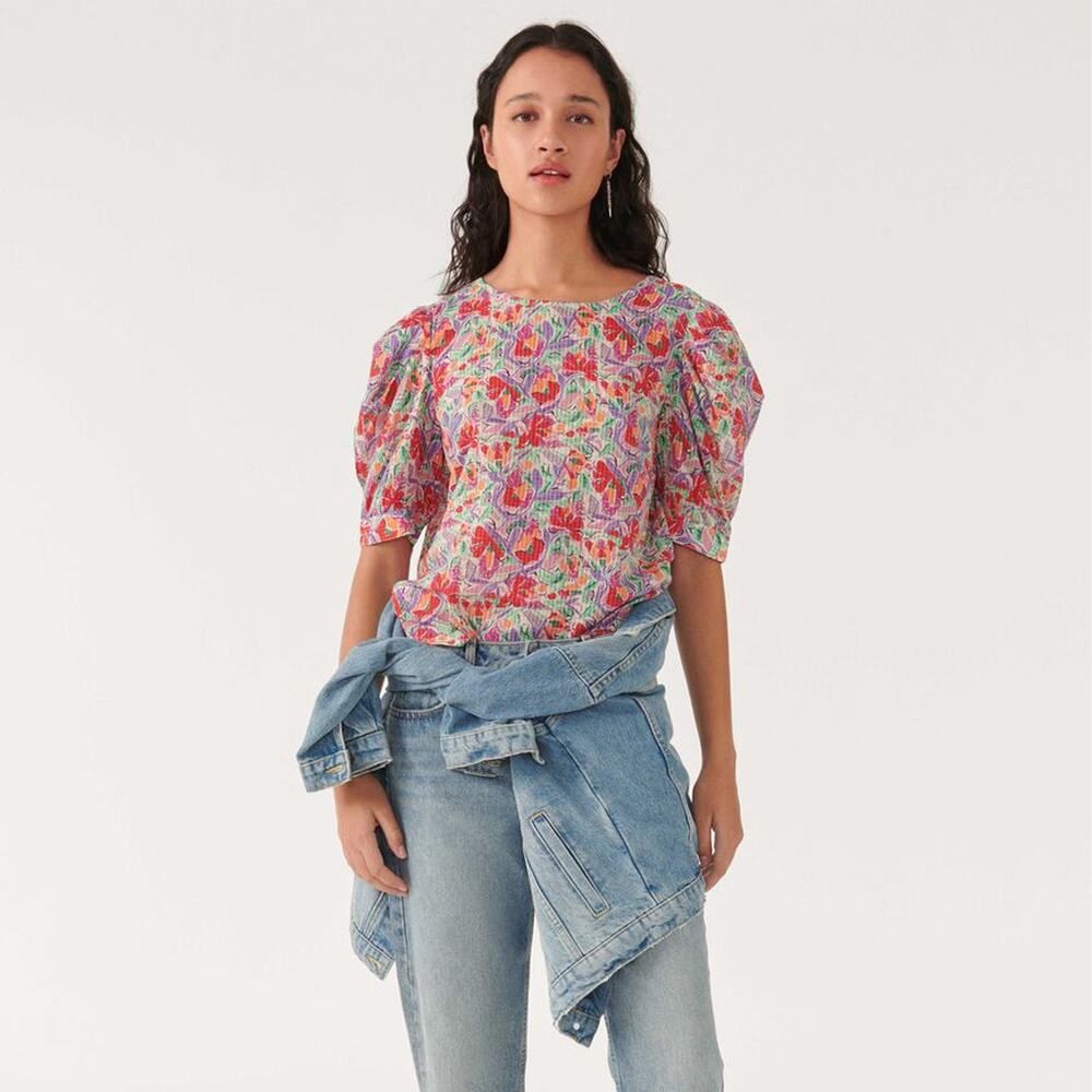 NWT BA&SH Ameal Floral Crop Puffy Sleeve Top Size 1 (Small)